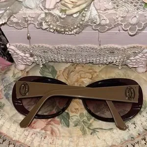 Cartier shades sunglasses brown tan beige classic oval 140 handmade France Cartier Giverny (Brown) – Vintage Frames Company main image 4